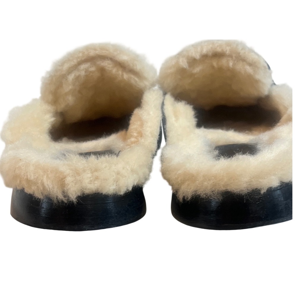 FREDA SALVADOR Temi Shearling Lined Mules Black Leather Penny Loafer Slides 9.5 - Picture 3 of 9